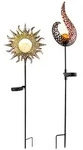 2x LED Au&szlig;enleuchte Steckleuchte Gartenleuchte Solar Braun Metall H 81,5 cm