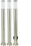 3er Set LED Au&szlig;en Stehlampe Standleuchte Gartenleuchte Edelstahl silber...