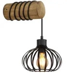 Wandleuchte Wandlampe Wohnzimmer Aufbau Braun Holz Metall E27 Schalter H 59 cm