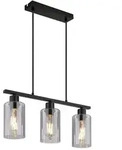 Pendelleuchte Esstisch Metall schwarz Matt Rauchglas H&ouml;he verstellbar H 140 cm