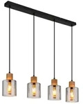 LED Pendelleuchte H&auml;ngelampe Esszimmer 4-flammig Braun Wohnzimmerlampe H 120 cm