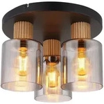 LED Deckenlampe Deckenleuchte Esszimmerlampe 3-flammig Glas rauchfarben D 30 cm