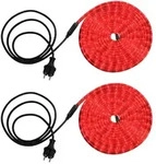 2x LED Lichterrschlauch rot Au&szlig;en Garten Terrassenbeleuchtung transparent...