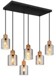 LED H&auml;ngeleuchte H&auml;ngelampe Esszimmerlampe 6-flammig Schwarz Metall H 120 cm
