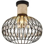 LED Deckenlampe Deckenleuchte Wohnzimmerlampe Kristalle Schwarz Metall &Oslash; 38 cm