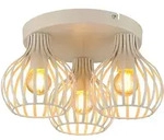 LED Deckenleuchte Deckenlampe Wohnzimmerlampe 3-flammig Beige Metall D 31 cm