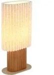 LED Tischleuchte Tischlampe Wohnzimmerlampe Wippschalter Braun Holz H 45,3 cm