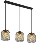 LED H&auml;ngelampe Pendelleuchte Esszimmerlampe 3-flammig Schwarz Metall H 150 cm