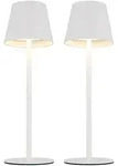 2x LED Au&szlig;enleuchte Tischlampe Gartenleuchte Farbwechsel Wei&szlig; Metall H 36 cm