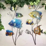 2er Set Au&szlig;en Wand Behang Garten Dekoration Fische Design Metall Bilder...