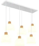 LED H&auml;ngeleuchte Pendelleuchte Esszimmerlampe 6-flammig Wei&szlig; Metall L 105 cm