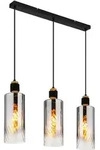 LED H&auml;ngelampe Pendelleuchte Metall schwarz Holz braun Glas rauchfarben H 150cm