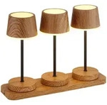 3x LED RGBW Au&szlig;entischlampe Touchdimmer Memory Akku Holzoptik Flammeneffekt...