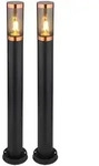 2x LED Au&szlig;enstehlampe Stehleuchte Gartenleuchte IP44 Schwarz Edelstahl H 80 cm