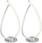 2x LED Tischleuchte Arbeitszimmerleuchte Silber Metall Schnurschalter H 37,5 cm
