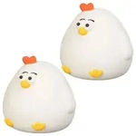 2x LED Kinderleuchte Tischlampe Huhn Kinderzimmerlampe Touchdimmer Wei&szlig; Silikon