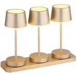 3x RGBW LED Tischlampen Touchdimmer Champagner Feuer-Effekt Fernbedienung IP54