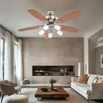 Deckenventilator Ventilator mit Beleuchtung Holzventilator Wohnzimmer, 5 Fl&uuml;gel
