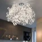 Deckenleuchte Bl&auml;tter Beleuchtung Wohnzimmer Deckenlampe im Bl&uuml;ten Design, Chrom