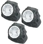 3er SET LED Solar-Gartenstrahler Selbstaufladend Aussenleuchte Stein-Design Solar