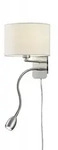 Wandleuchte Wandlampe Leselampe Metall Stoff nickel matt wei&szlig; mit Lesearm H 23,5 cm