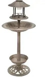 Design Vogel Tr&auml;nke Brunnen SOLAR LED Beleuchtung Au&szlig;en Dekoration bronze 105...