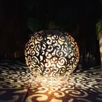 Solarkugel f&uuml;r Au&szlig;en Solarleuchte silberfarben Stecklampe Garten orientalische