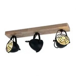 Deckenlampe schwarz Wohnzimmerleuchte Landhaus Deckenstrahler 3-flammig Holzlampe,