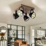 Deckenlampe Holzlampe schwarz Esszimmerleuchte Landhaus Deckenstrahler 4...