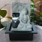 LED Tisch Spring Brunnen Buddha Design Wasser Spiel Wohn Zimmer Dekoration grau Globo