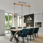 Pendelleuchte h&ouml;henverstellbar Esstisch Pendelleuchte Holz Vintage 3 Flammig Lampe