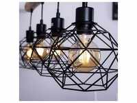 Vintage Pendel Decken Lampe Holz Balken Wohn Ess Zimmer Gitter Hänge Lampe...