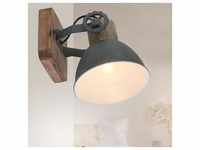 Vintage Wand Lampe grau Eichenholz Wohn Zimmer Leuchte Spot verstellbar 7968GR