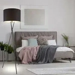 Stand Lampe Arbeits Zimmer Lese Stativ Strahler Steh Leuchte Stoff Schirm...