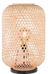 Tischleuchte Tischlampe Bambus Beistellleuchte Boho Wohnzimmer, Metall schwarz,...