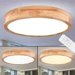 LED Decken Leuchte Schlaf G&auml;ste Zimmer Lampe Holz Optik Dekor Strahler DIMMER Globo