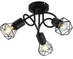 RETRO Decken Lampe schwarz Wohn Zimmer Beleuchtung K&auml;fig Spot Rondell Strahler
