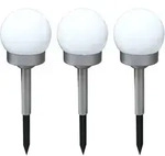 3x LED Solar Au&szlig;en Steck Lampen Garten Erdspie&szlig; Kugel Rasen Leuchten wei&szlig;