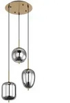 Pendelleuchte Glas 3 flammig Lampenschirm H&auml;ngelampe Glas Wohnzimmerlampe Messing, 3