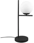 Tischlampe schwarz Nachttisch Lampe Tischleuchte Glaskugel wei&szlig;, Schlafzimmer Metall