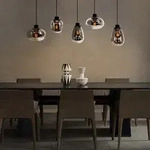 H&auml;ngelampe Esstischleuchte Pendellampe Designleuchte dimmbar Glas schwarz rauch