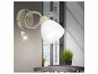 Landhaus Stil Wand Beleuchtung Lampe Leuchte grau antik Blätter Strahler Glas weiß