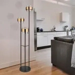Stehleuchte Standlampe Messing Glas Wohnzimmerlampe Schwarz H 160 cm 3 Flammig