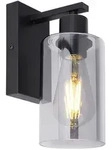 Wandleuchte Vintage Innen Wandlampe schwarz Industrial Wandspot rauchfarben,