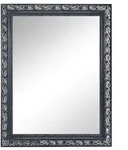 Wandspiegel H&auml;ngespiegel Holz Bl&auml;tterdekor silber schwarz Flurspiegel H 70 cm