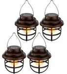 4er Set LED Solar Pendel Laternen Gitter Design Au&szlig;en Beleuchtung Garten H&auml;nge