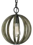 Pendellampe Deckenleuchte H&auml;ngelampe Eichenholz Eisen D 25,4 cm 1 Flammig