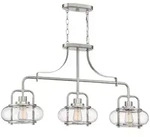 H&auml;ngeleuchte Deckenlampe Pendellampe Metall Glas Nickel B 96,5 cm Esszimmerlampe