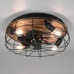 Decken Ventilator mit Fernbedienung Deckenlampe Wohnzimmer L&uuml;fter in Holzoptik,
