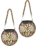 Solarlampe H&auml;ngeleuchte Gartendeko LED Garten rund Au&szlig;enleuchte Tisch...